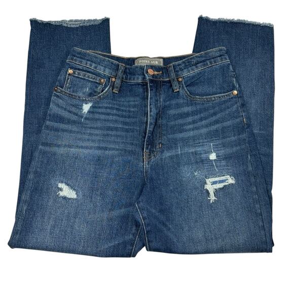 J crew - Point Sur denim Blue Cropped Distressed Jeans 27x27 - Picture 2 of 9